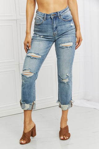 Full Size Leilani Distressed Straight Leg Jeans