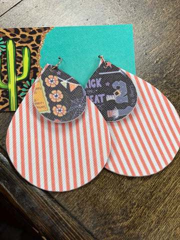 Pin Stripe Halloween Earrings