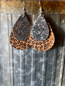 Leopard W/Silver Accent Layer Earrings