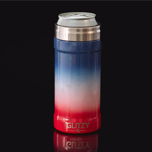 Patriot Glitter Skinny Can Cooler