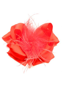 Neon Orange Double Layer  Feather Bow