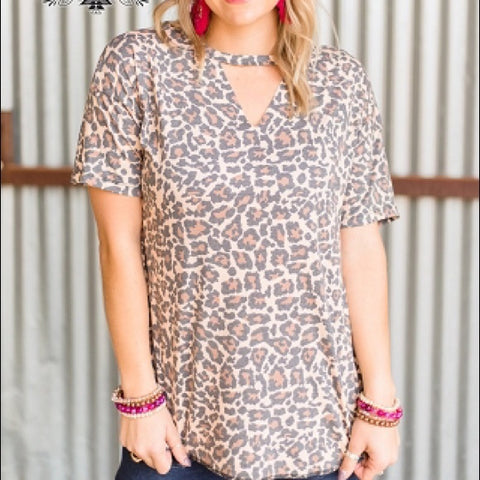 Laredo Leopard Vneck Shirt