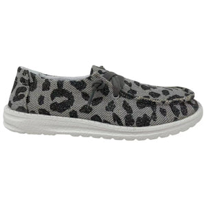 Grey Glitter Leopard Jazz Shoes