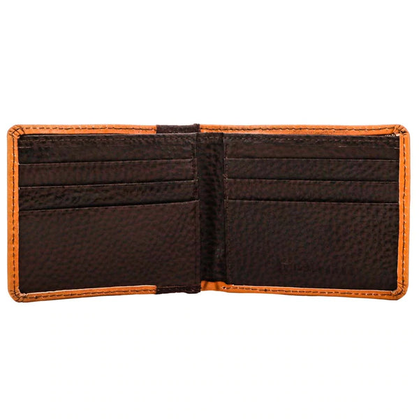 "TOP NOTCH" BIFOLD HOOEY WALLET TAN/ BROWN W/IVORY LEATHER