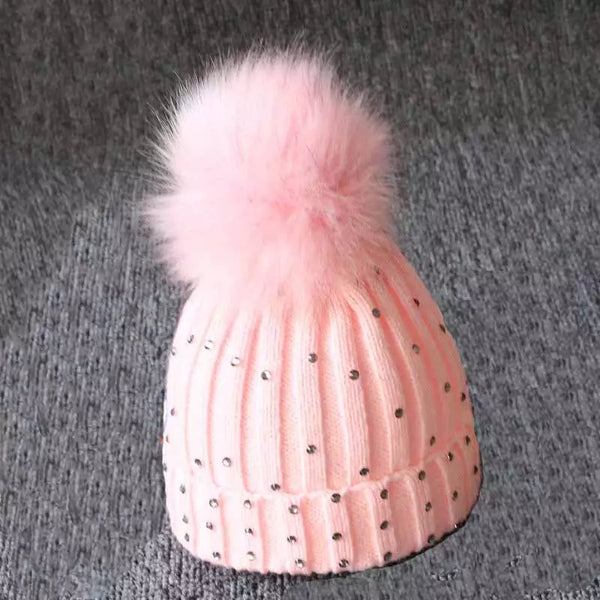 Kids Bling Pom Beanies**MULTIPLE COLORS**