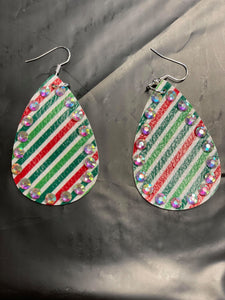 Rhinestone Christmas Stripe Earrings