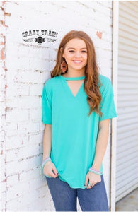 Turquoise Textline Top