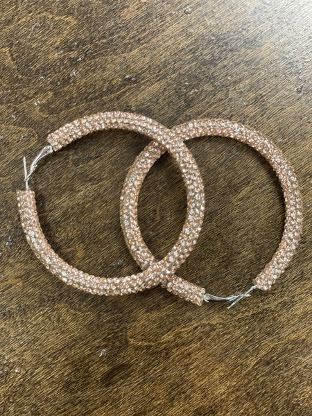 Champagne Rhinestone Hoop Earrings