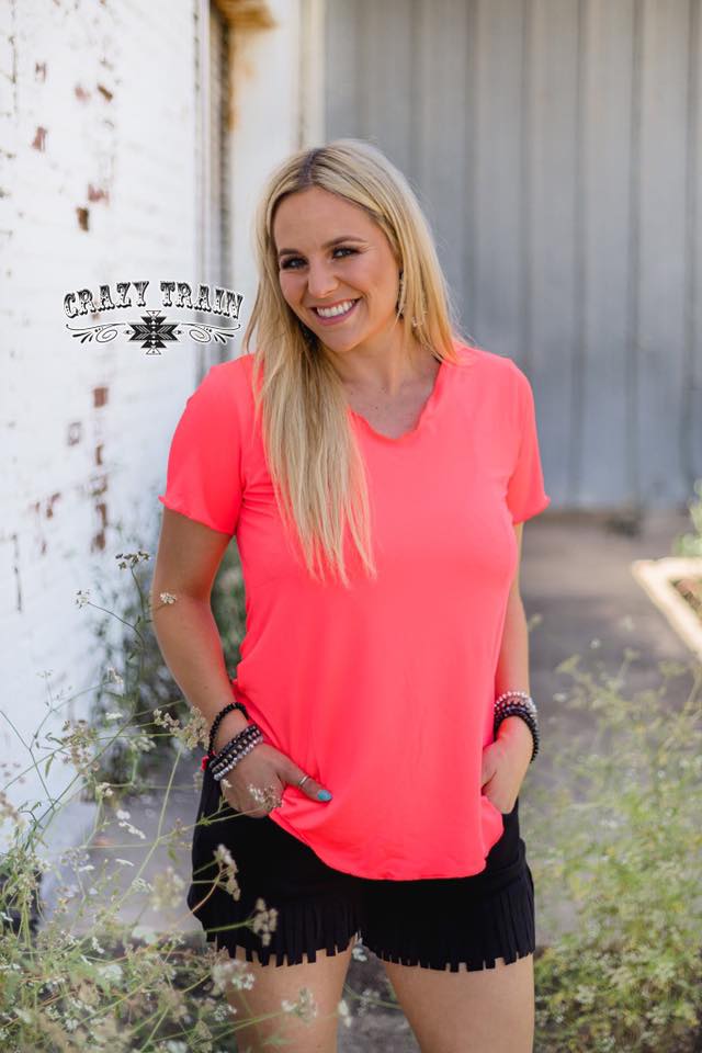 Neon Coral Butter Basic Tee