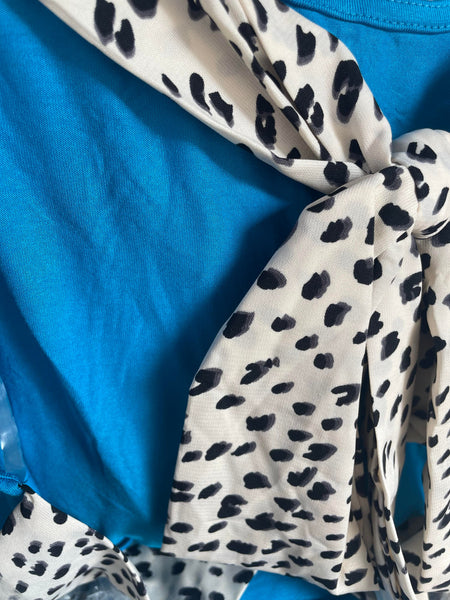 Turquoise Leopard Tie Back Dress