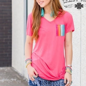 Coral Corral Pocket Top