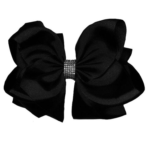 Black Double Layer Rhinestone Bow