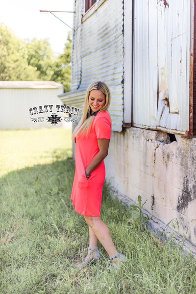 Neon Coral Druzy Dress