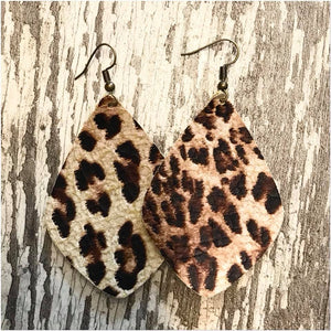Leather Leopard Earrings