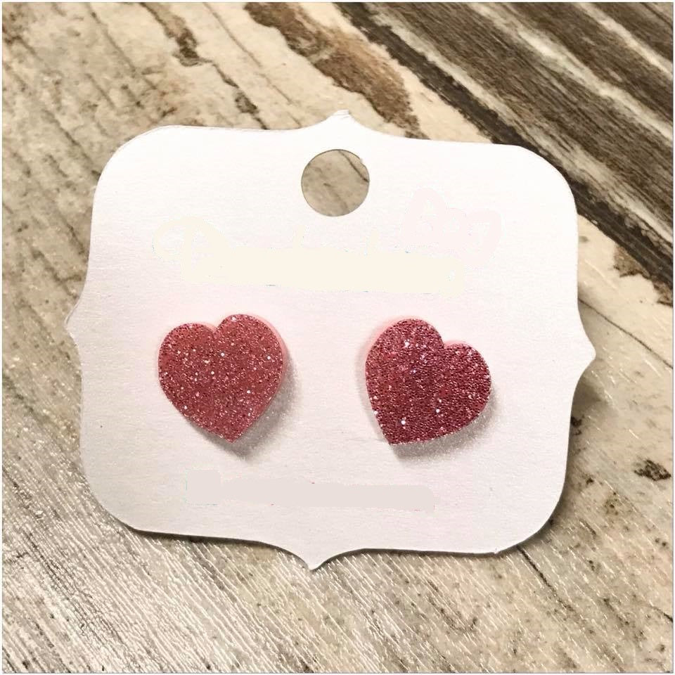 Pink Acrylic Heart Earrings