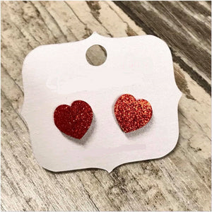 Red Acrylic Heart Earrings