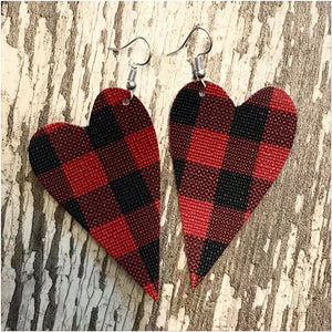 Plaid Heart Earrings