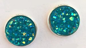 Teal Druzy Earrings