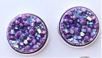 Purple Druzy Earrings