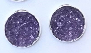 Dark Lilac Druzy Earrings