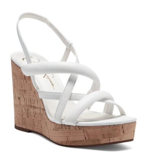 Jessica White Strappy Wedge