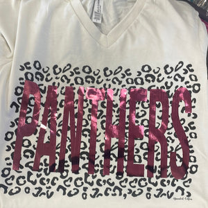 Panthers Pink Foil Leopard Tee