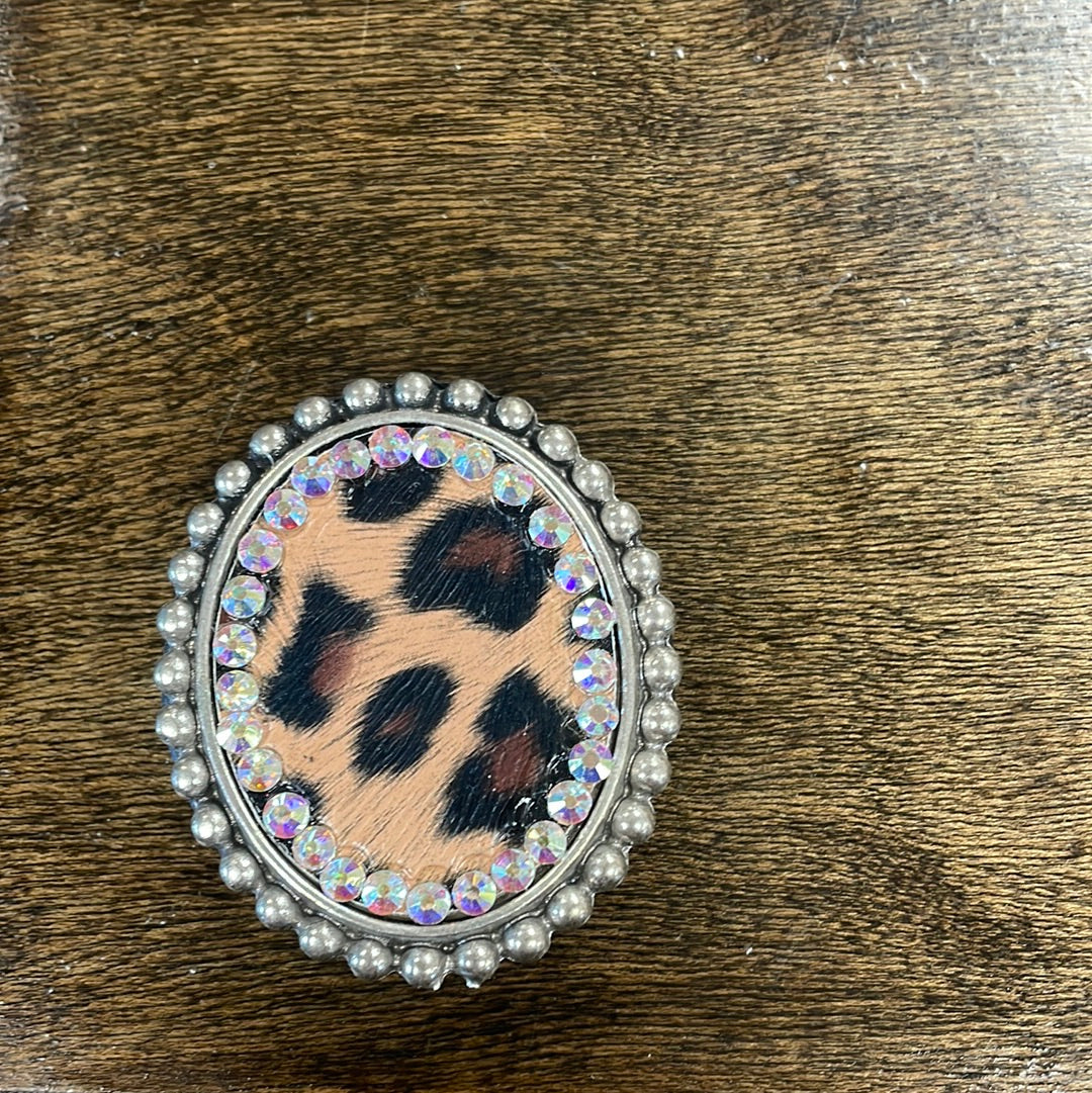 Silver Leopard Rhinestone Popsocket