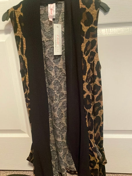 Brown Leopard Ruffle Vest