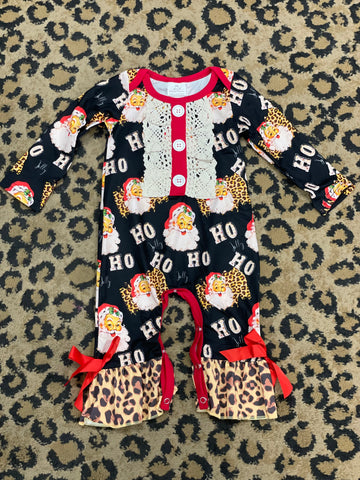 Vintage Leopard Santa Romper
