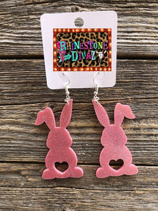 Pink Acrylic Easter Bunny Earrings