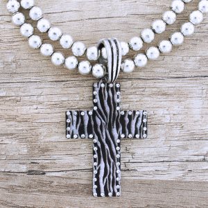 Zebra Cross Necklace