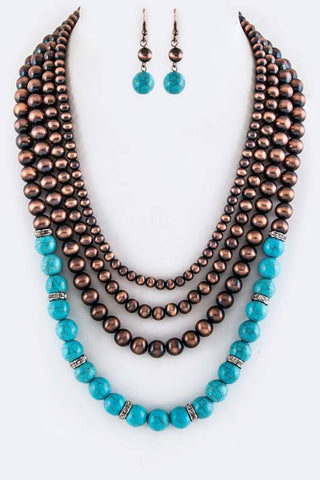 Copper Turquoise Necklace Set